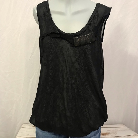 Cabi Style 155 Illusion Black Bubble Tank Top Bejewled size large - Picture 2 of 15